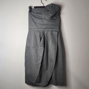 J Crew Gray Strapless Cotton Dress For Dressy Occasions Zip-Up Silk Like Lined